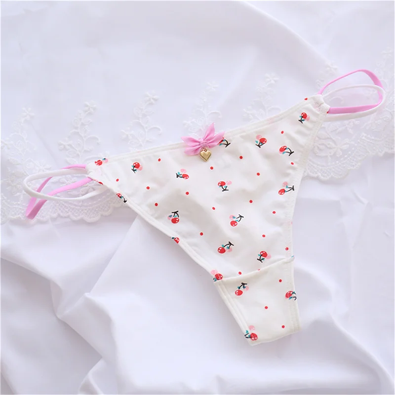 

Cute Cartoon Fruit Cotton Girls Underwear Breathable Low-waisted Iced Silk Panties Women Sexy Strawberry Cherry Briefs Lingerie