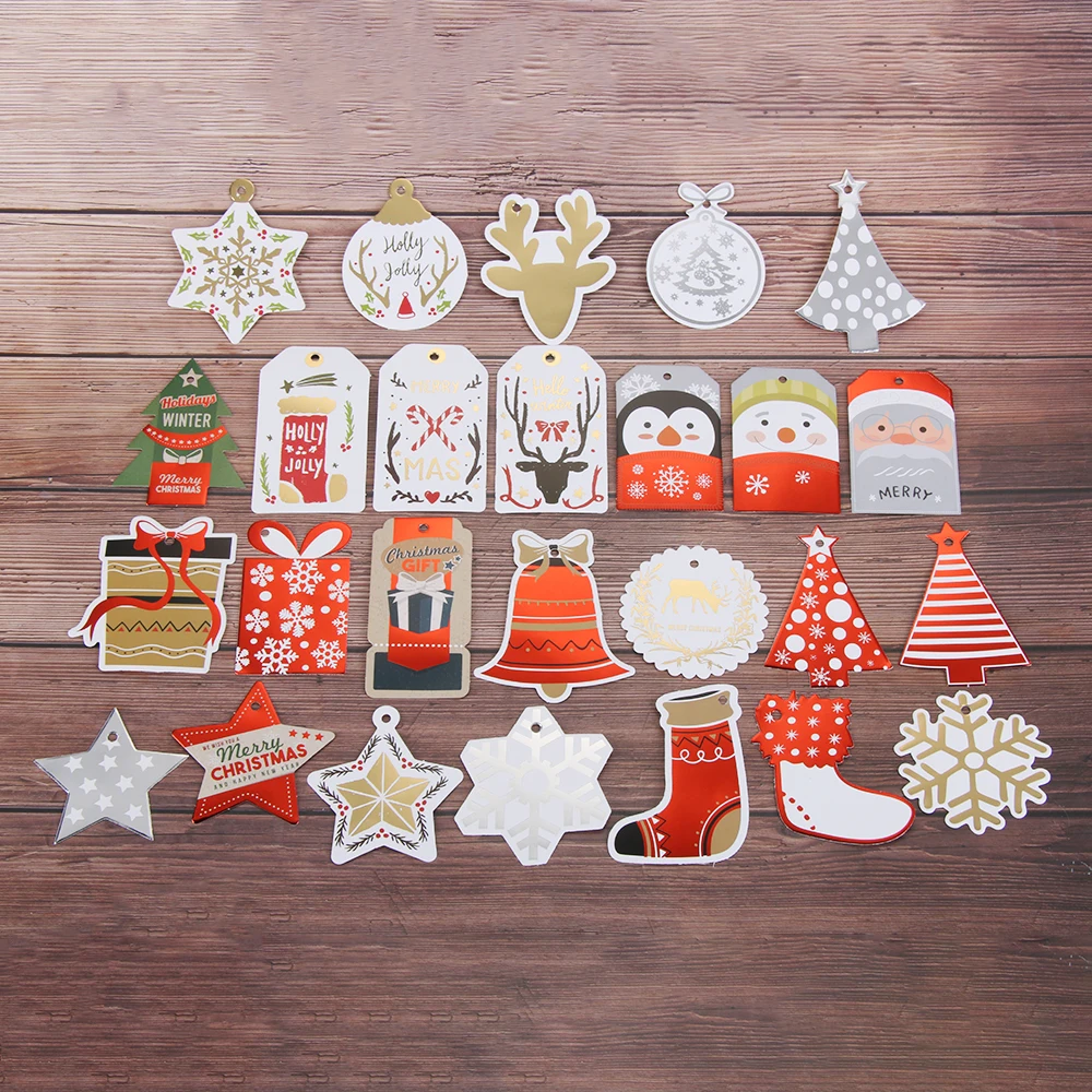 12 шт Красочные золотые фольги бумажные бирки Мульти Стиль Рождество серии