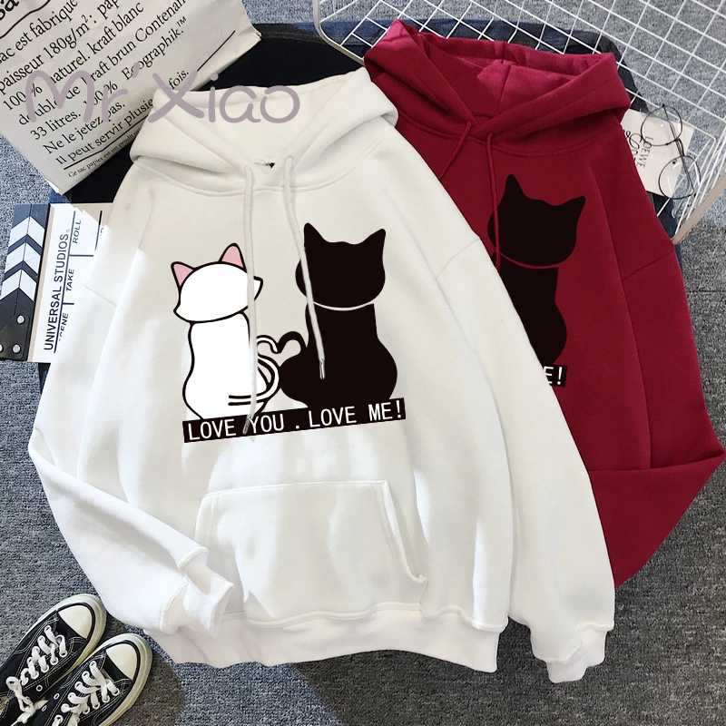 Hoodies oversized print Kangaroo Pocket Sweatshirts Hooded Harajuku Spring Casual Vintage Korean Pullovers Women sweetshirts
