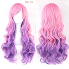 Длинные волнистые парики Лолиты из термостойкого волокна, синтетические волосы розового, черного, выцветающего радужного цвета, женские вечерние волосы для косплея, парики