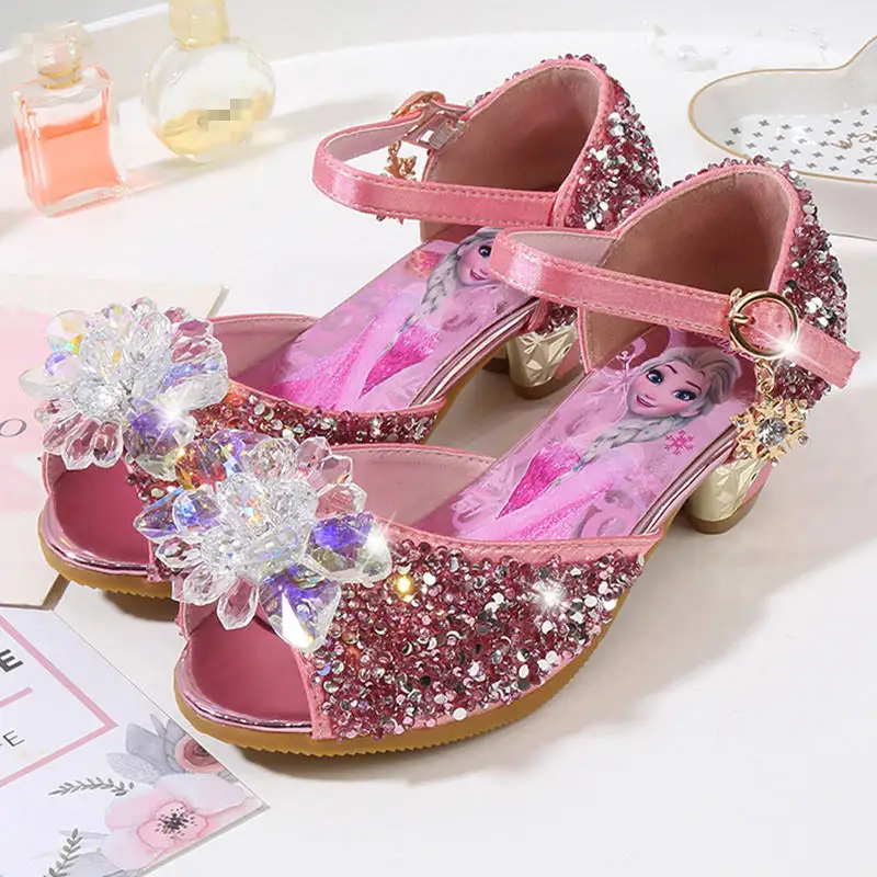 Женские сандалии элегантные вечерние туфли принцессы Эльзы на высоком каблуке