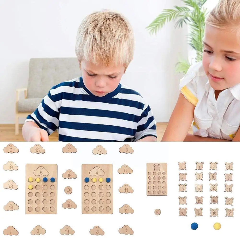 

Educational Wooden Toys For kids Board Math Fishing Matching Toy Numbers Match Early Education Count Shape Digital J3B7