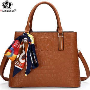 luxury handbags alligator women bags designer new elegant ribbons shoulder bag large capacity tote leather crossbody bags sac free global shipping