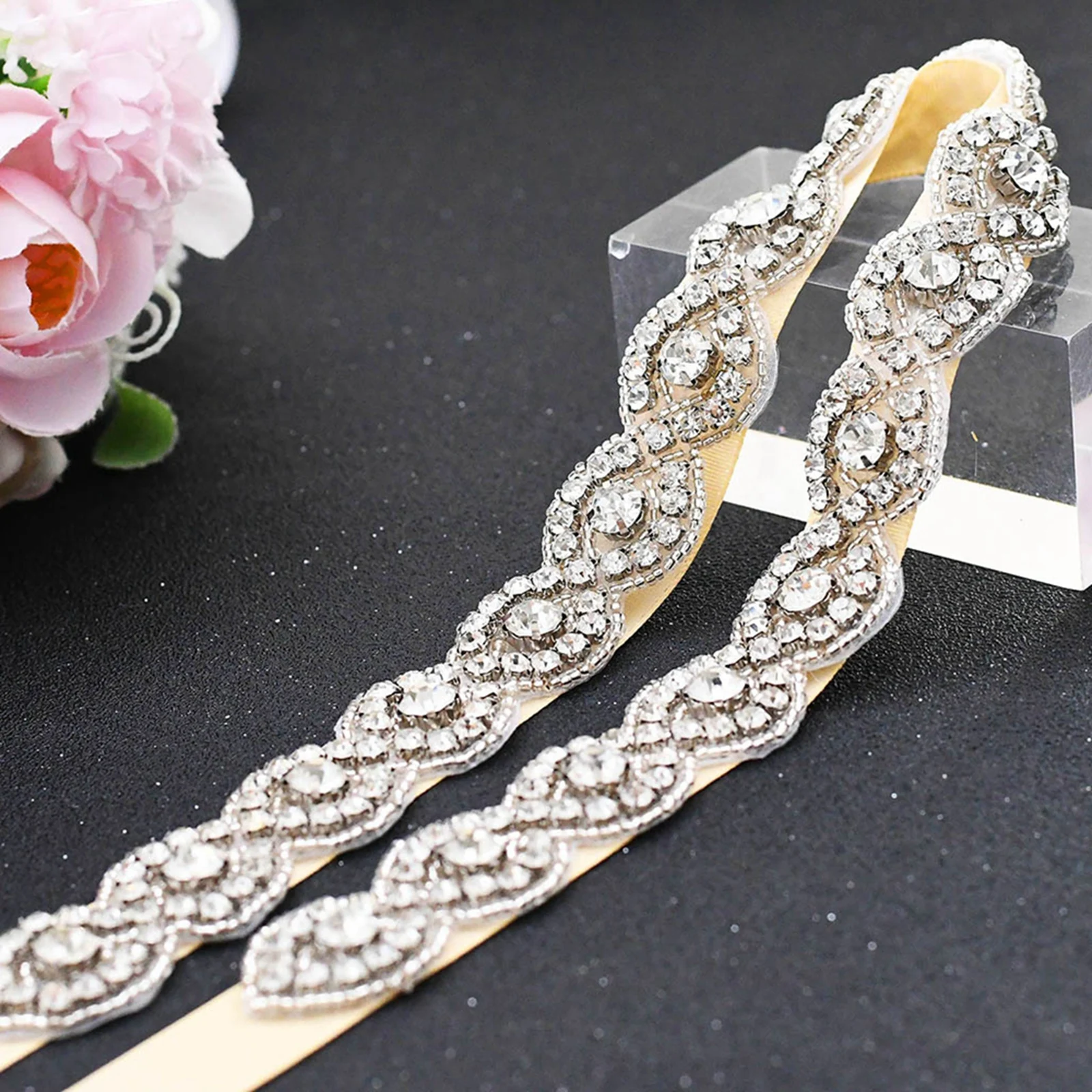 

AMORARSI S28-S Luxury Rhinestones Wedding Belts Bride Dress Accessories Party Gown Sash for Women Belts Waistband Bridal Sashes