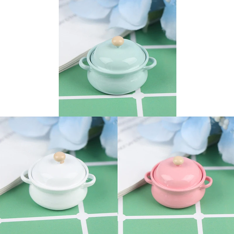 

1Pcs 1/12 Dollhouse Miniature Accessories Mini Soup Pot with Food Simulation Kitchenware Model Toys for Doll House Decor