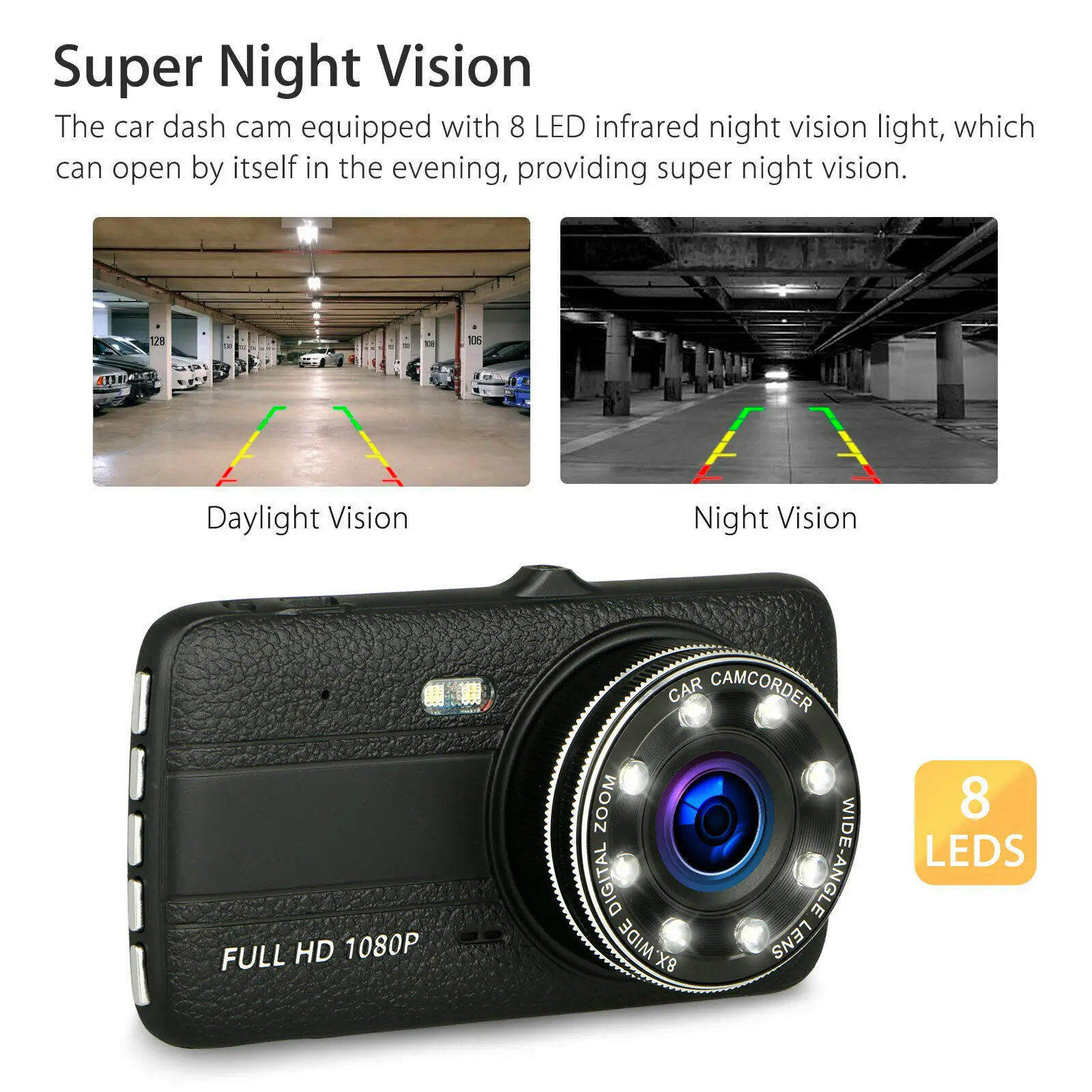 4 &quot1080 P двойной объектив приборной панели автомобиля DVR видео рекордер Dash Cam с 8