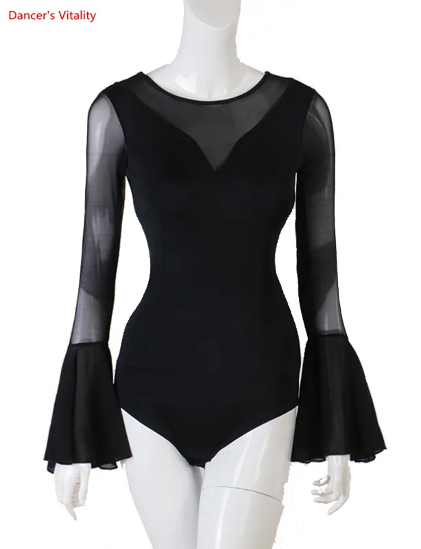Сексуальный топ для латинских танцев женский с длинными рукавами сальса танго ча