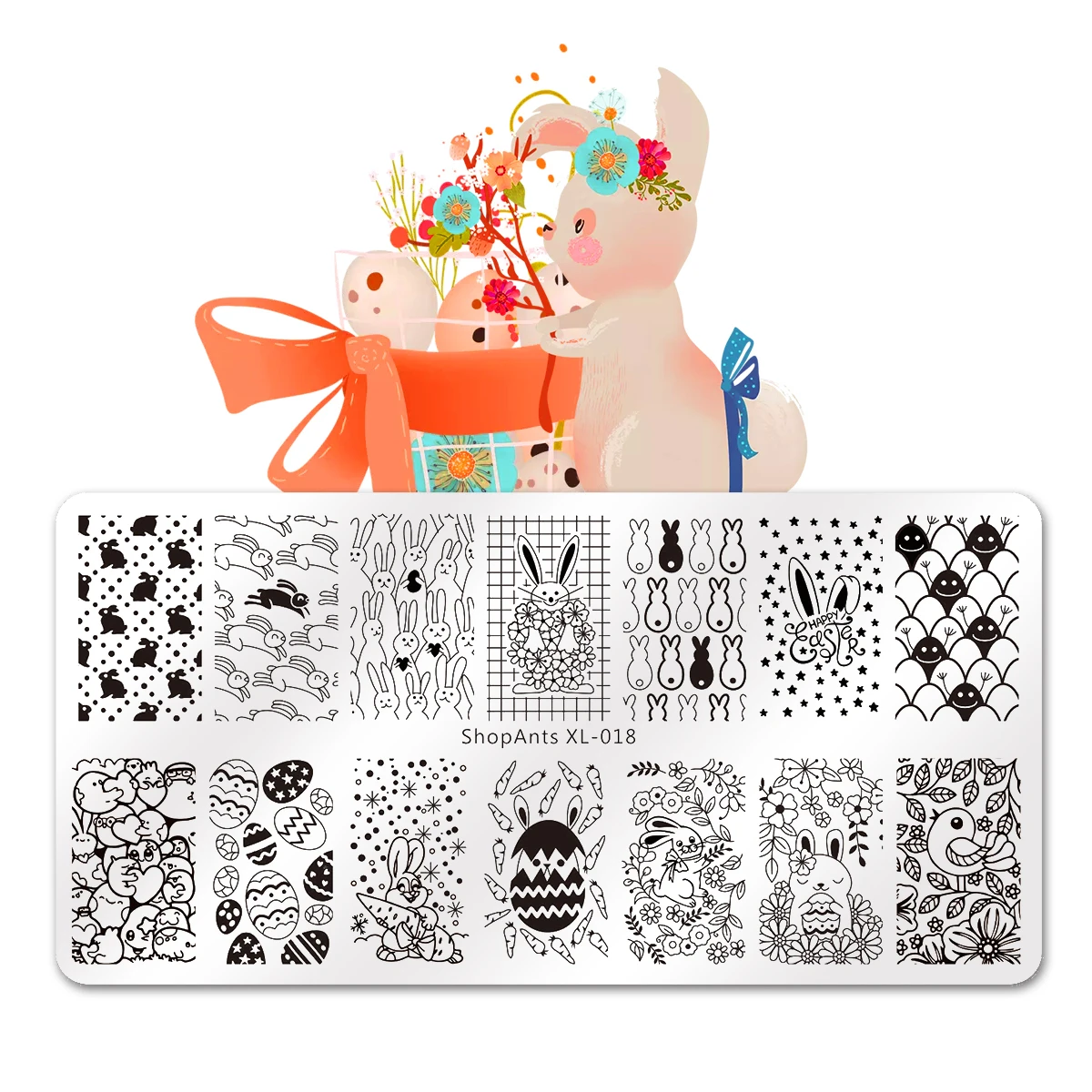 Прямоугольная нержавеющая сталь для пасхального дизайна ногтей 1 шт.