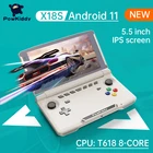 Новинка от Powkiddy, X18S, на базе Android 11, с чипом T618, 5,5 дюйма, сенсорный IPS-экран, портативный игровой мобильный игровой плеер Cosole, ОЗУ 4 Гб, ПЗУ 64 ГБ