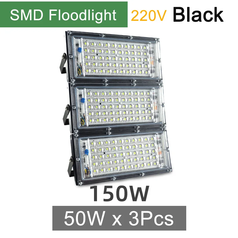 Kaguyahime Светодиодный прожектор светильник 50W 100W 200W Светодиодный прожектор светильник 220V IP65 Водонепроницаемый дистанционного Управление отражатель светильник ing уличные точечный светильник - Испускаемый цвет: 3Pcs Black SMD Light