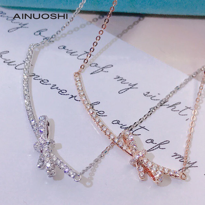 

AINUOSHI 18K Gold 0.21ct Natural Diamond Geometric Necklace Popular Anniversary Fine Jewelry Gift For Women Wife 18’‘