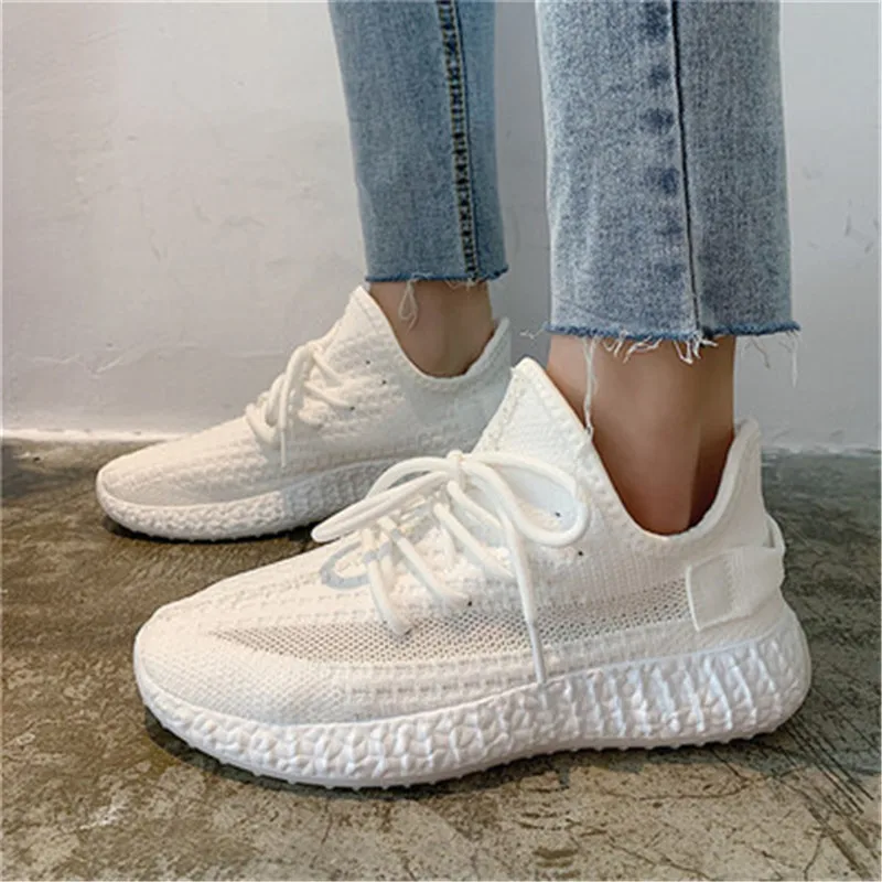 2019 летние сетчатые дышащие кроссовки Женская обувь Эластичные женские плетением