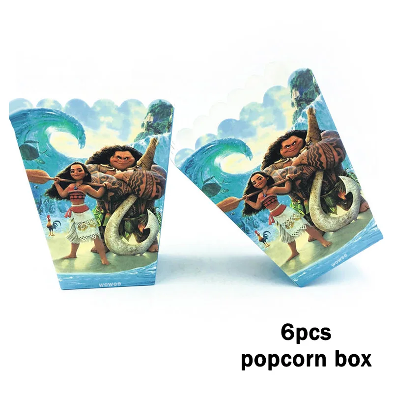 6Popcorn Box 6 шт./компл. Забавный Моана товары для вечеринки Бумага коробка конфет Дети День рождения украшения душа ребенка Moana бумажные коробки вечерние свадебные сувениры - Цвет: 6Popcorn Box