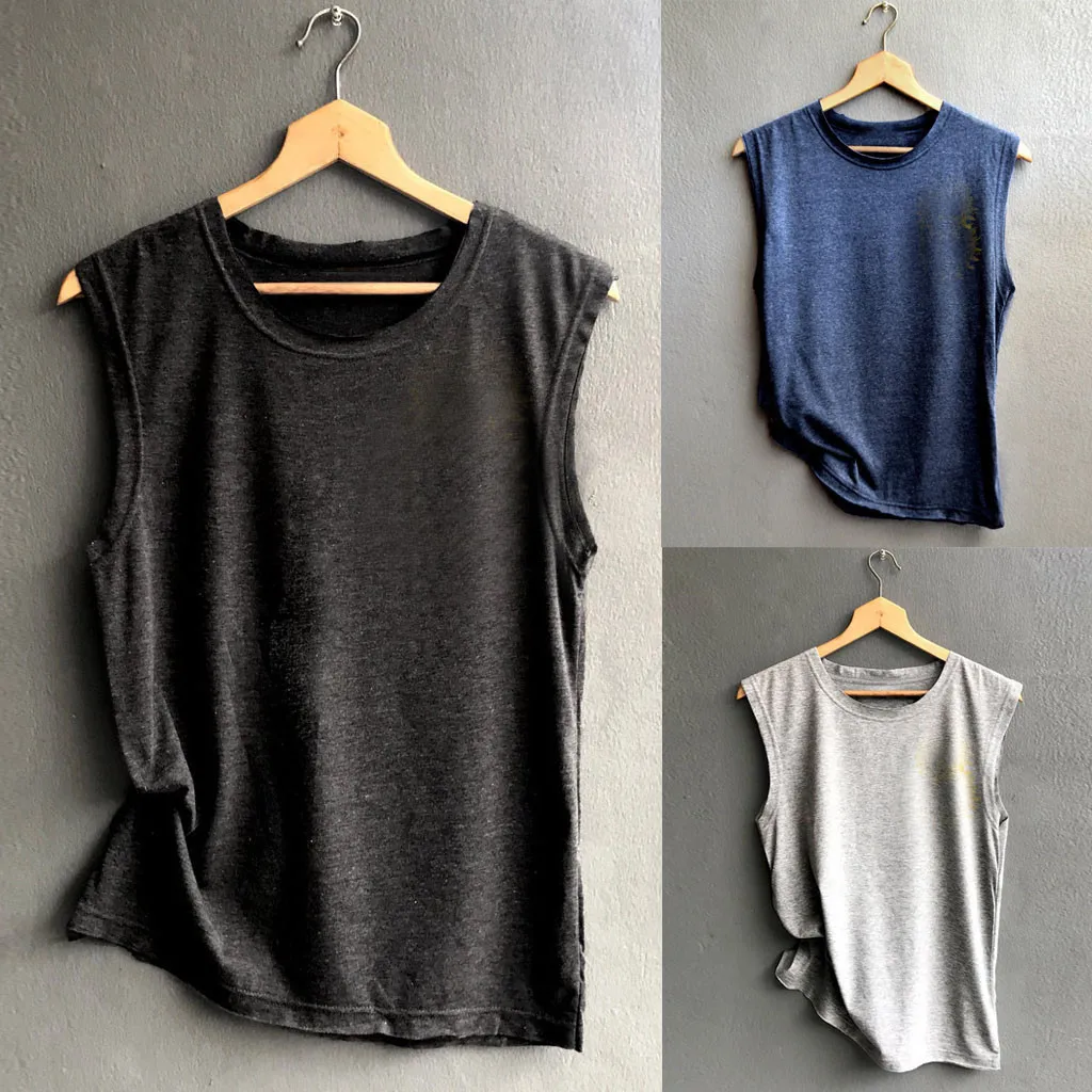 Женские одноцветные майки без рукавов свободные хлопковые футболки топы для