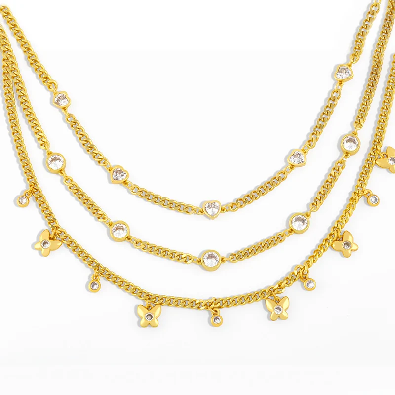 Ожерелье FLOLA с бабочкой для женщин теннисное колье каменным круглым сердцем