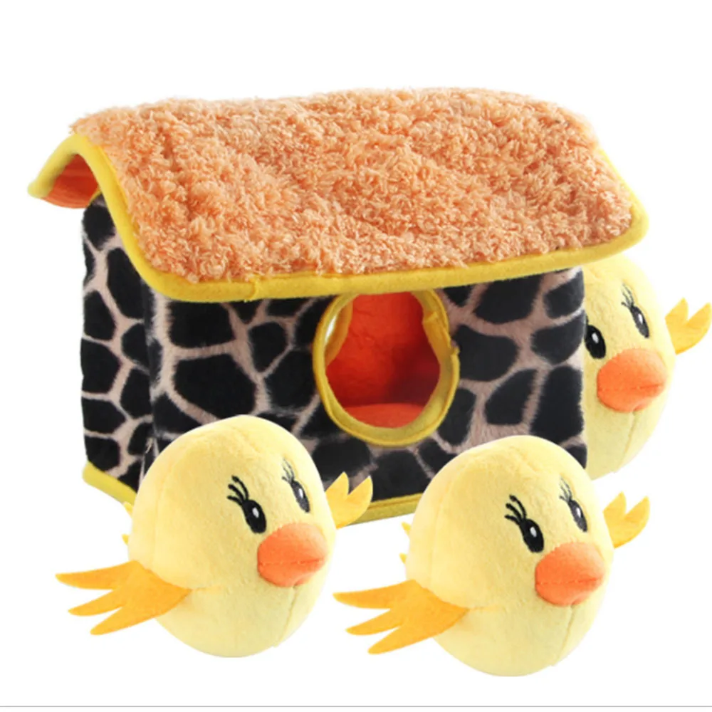 Игрушка для домашних собак дом спрятать желтую курицу веселые пищащие игрушки и