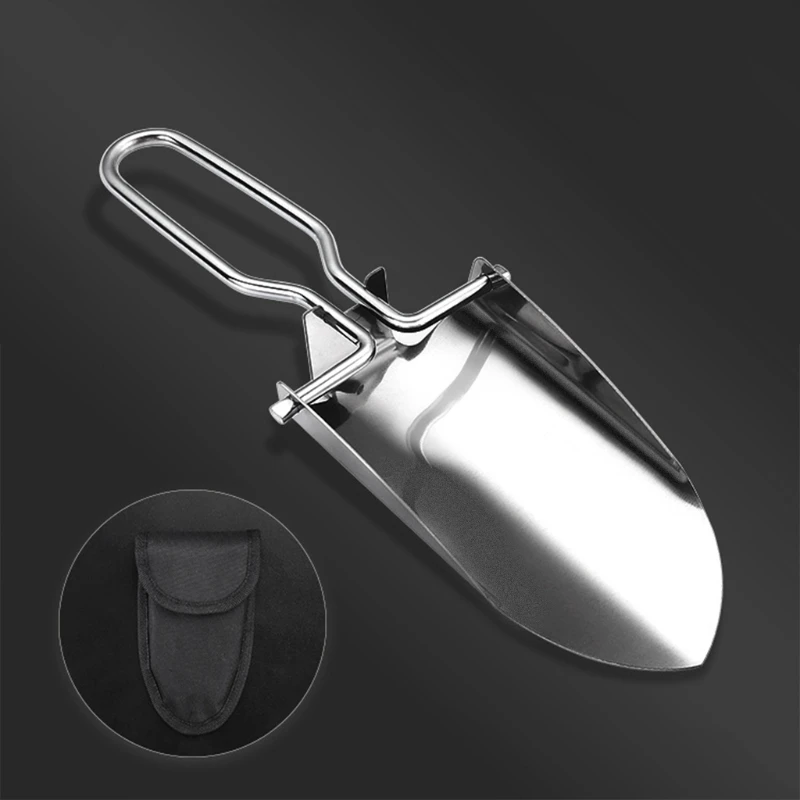

2 Pieces for Outdoor Camping Stainless Steel Gardening Beach Shovel Mini Folding Small Engineer Shovel Tool 7XEA