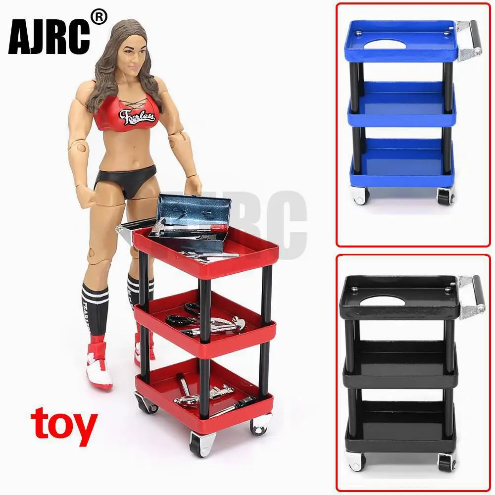 1/10 Simulation Tool Cart Three-layer Metal Trolley Mobile Material Cart Tool Maintenance Rack For Trax Trx4 Trx6 Scx10 Axial