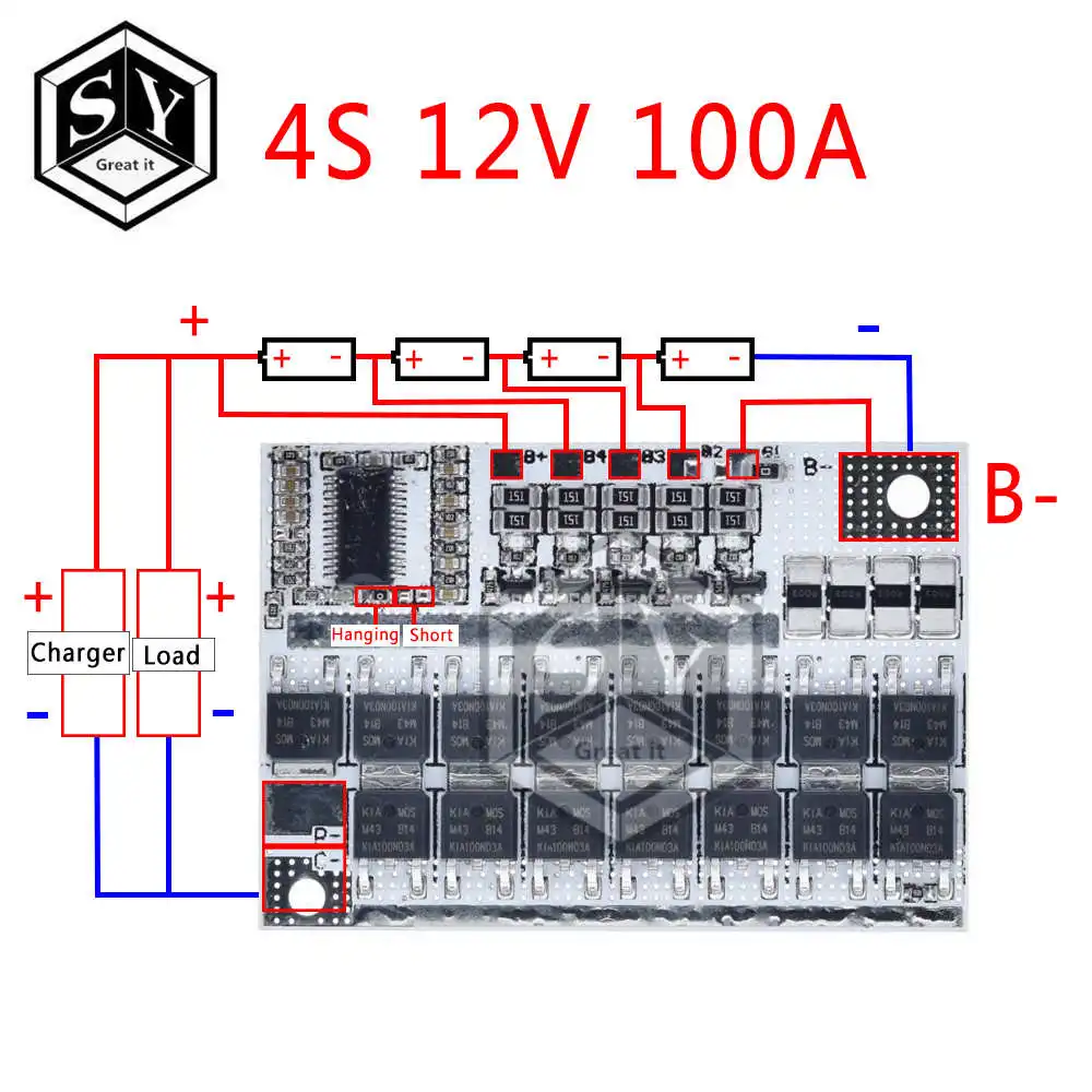 4S 12V 100A 3 s/4S/5S Bms 12 В 16,8 в 21 в 3,7 в 100a литий-ионная ЛМО тернарная литиевая батарея защита печатная плата литий-полимерная баланс зарядки - Цвет: 4S 12V 100A