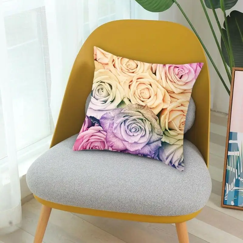 

Rose Modern Pillowcase Cushion Covers Pillow Covers Home Decorative Peach Skin Velvet Perfume Sofa Pillow Cover 45*45 cm NEW