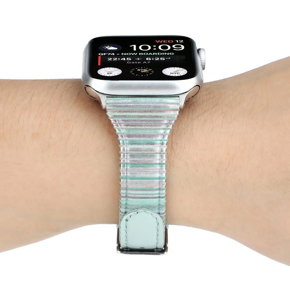 Заменитель кожаного спортивный ремешок 38/42/44/40 мм для Apple Watch версии 5 4 3 2 1 браслет