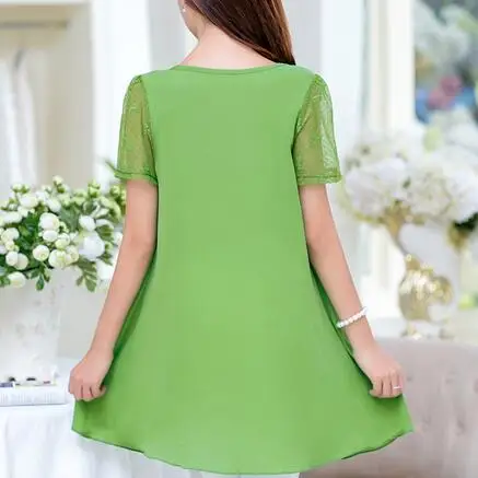 6XL размера плюс женские блузки 2020 летние топы с круглым вырезом коротким рукавом