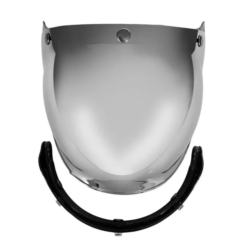 Silver coated Мотоциклетный шлем с ветровым стеклом, винтажные стильные шлемы, 3 защелки, Стильный шлем с пузырьковым козырьком, защита от ультрафиолета 400 - Цвет: Silver coated
