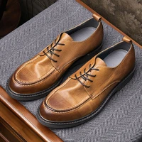 businessman casual office career leather shoes spring autumn mens daily retro oxfords high end