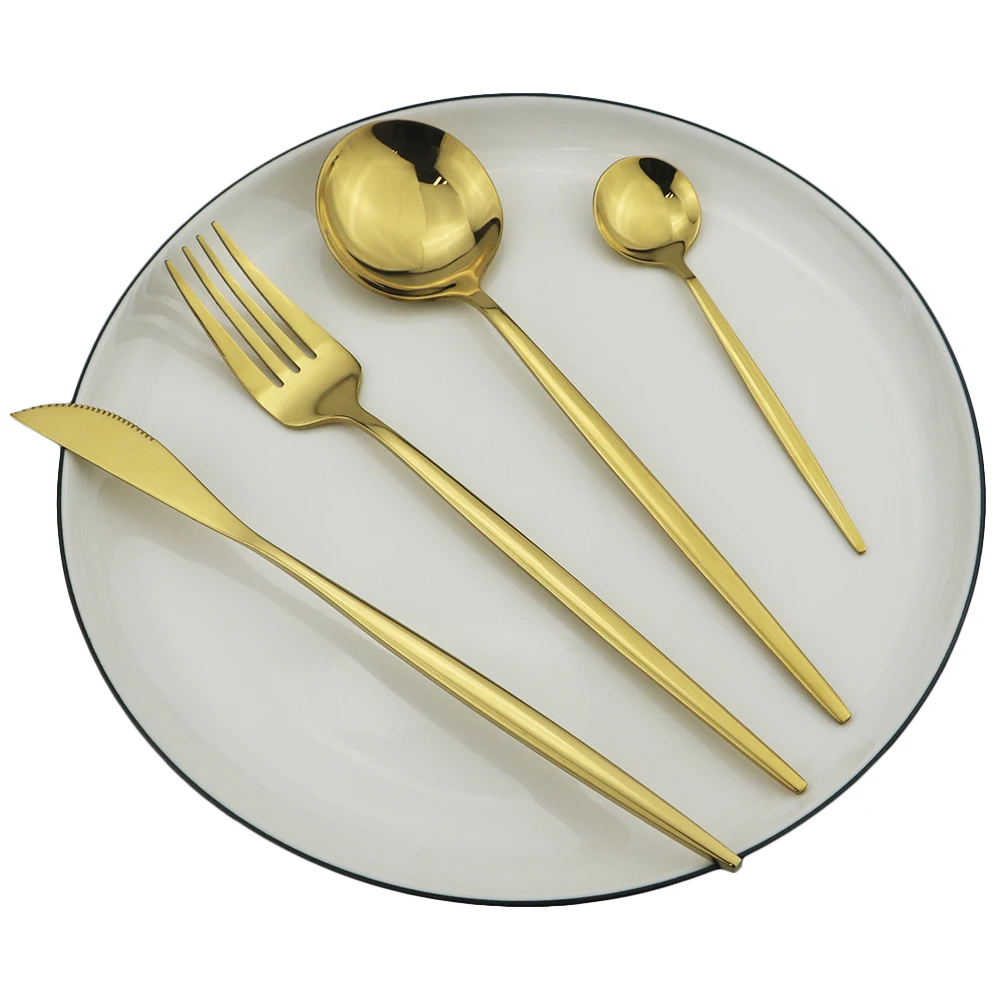 32Pcs Gold 32 шт. столовый сервиз черного и золотого цвета набор столовых приборов 18/10 Нержавеющая сталь нож, вилки и ложки набор посуды Кухня столовые приборы посуда набор - Цвет: 32Pcs Gold