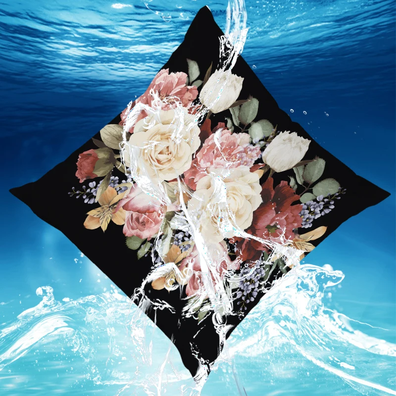 

Vintage Flowers Printed Waterproof Pillowcase Sofa Cushion Case Oil-proof Pillow Cover Home Car Cushion Cover Linen Pillow Case