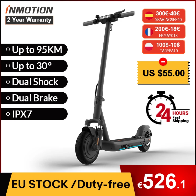 Электрический складной скутер INMOTION L9 с двойным тормозом максимальный пробег 95 км