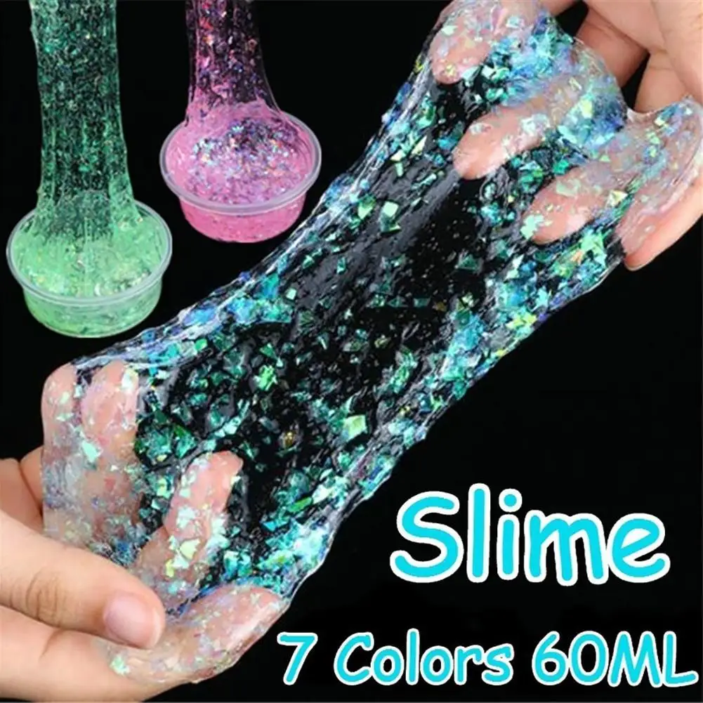 

60ml DIY Glitter Sequins Sludge Slime Mud Stress Relieve Putty Kids Clay Toy Glitter Sequins Sludge Slime Mud Stress Relieve Put