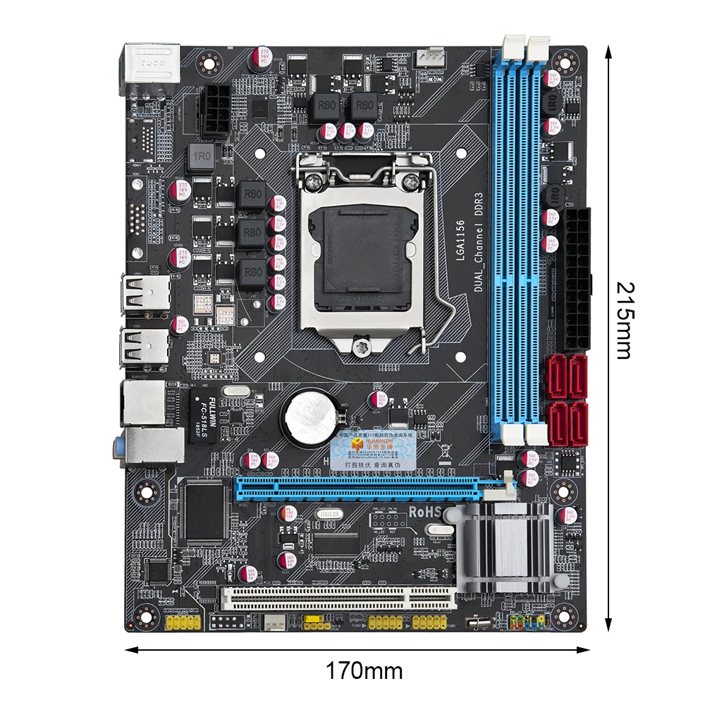 

HUANANZHI P55 Motherboard Dual Channel DDR3 Memory USB2.0 PCI-E M-ATX Desktop Motherboard for Intel LGA1156