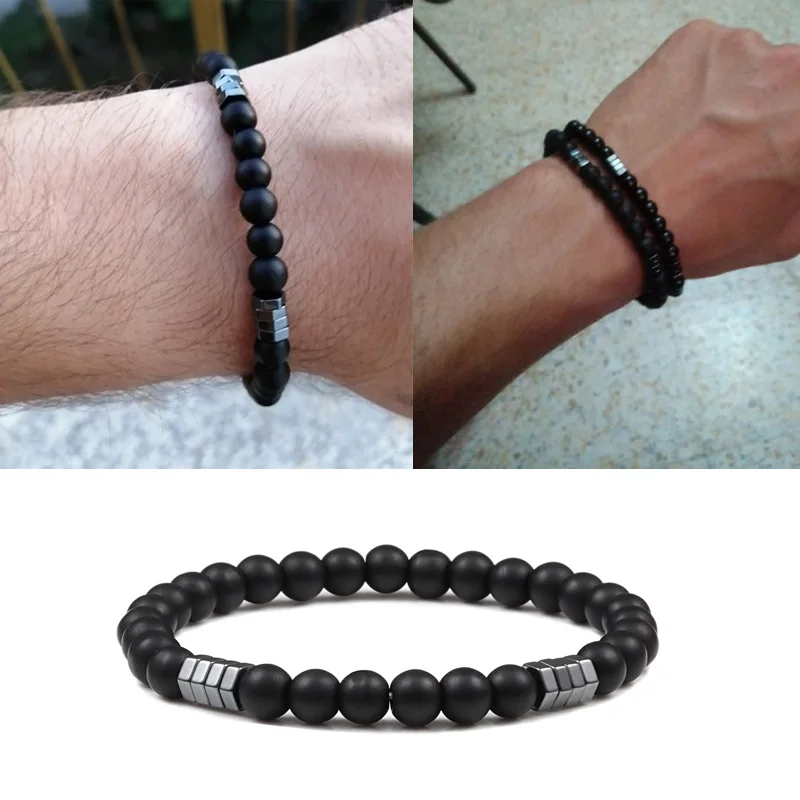 Браслет из гематита для мужчин и женщин Классический Простой ювелирный