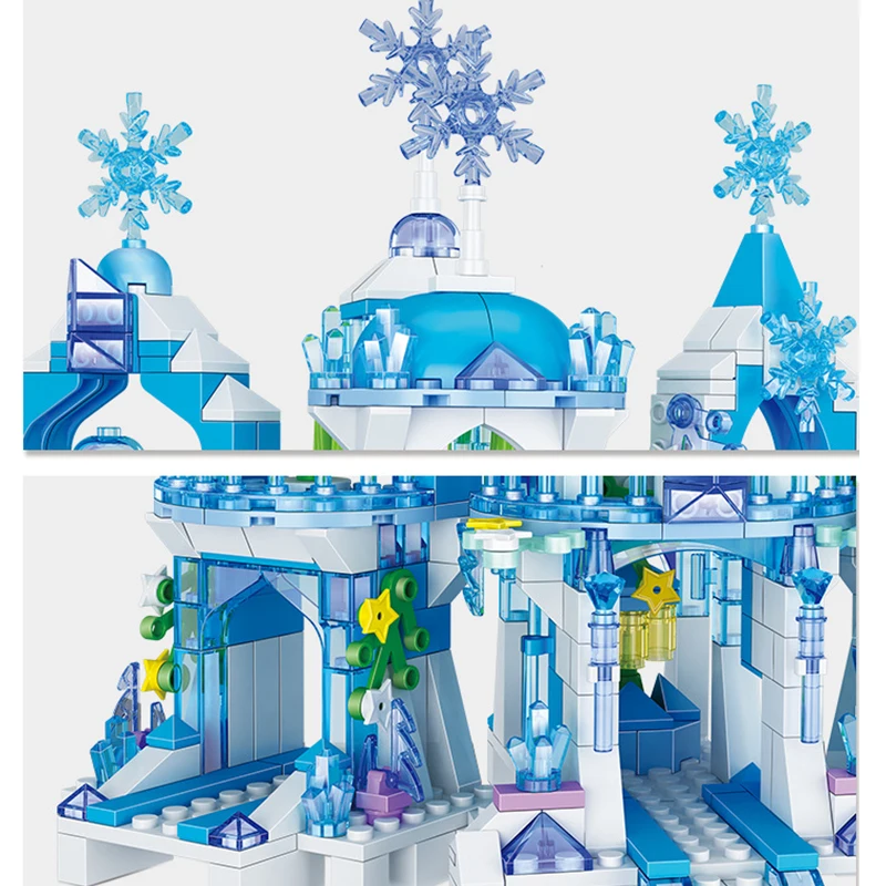 Принцесса Снежная королева ледяной замок фигурки снега строительные блоки