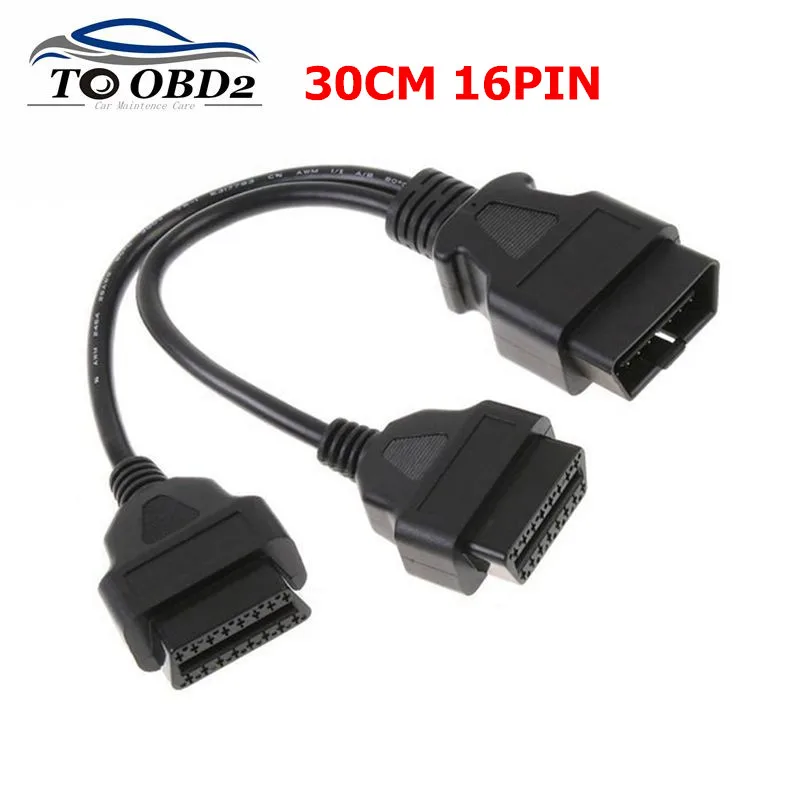 

OBD2 OBDII 16PIN 30cm Cable Male to Dual Female Y Dianostic Cable OBD 2 16pin Extension Splitter Connector Cable
