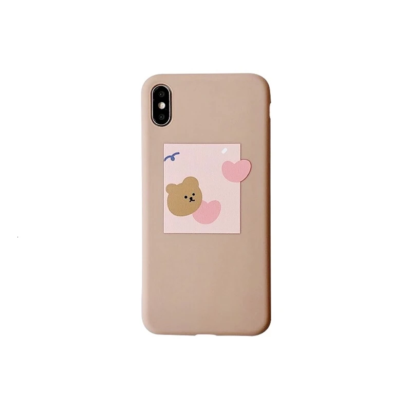 Простой чехол для телефона с изображением розового медведя iphone X XR XS Max конфет