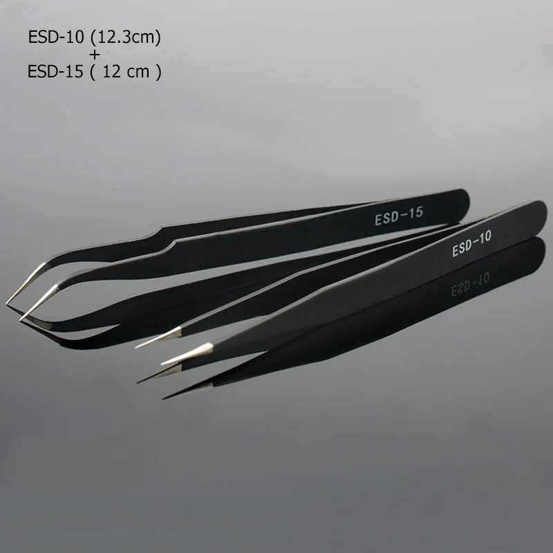 2pcs-set Qiao отличное качество пинцет изгиб+ прямой из нержавеющей стали промышленный Антистатический пинцет с перекрещенным захватом вспомогательные инструменты для шитья - Цвет: 2pcs-set