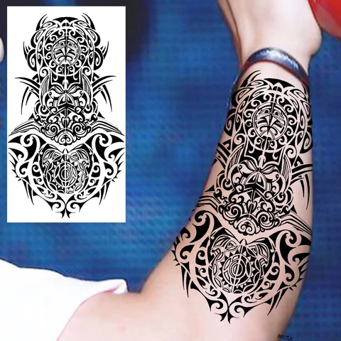 Черные Временные татуировки вампира для мужчин и женщин, реалистичные водостойкие тату-наклейки с волком, львом, воином, имитацией татуировки, татуировки для предплечья, креативные