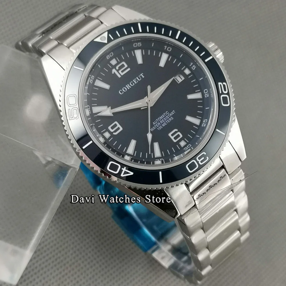 Мужские наручные часы с синим циферблатом и сапфировым стеклом 41 мм | Наручные