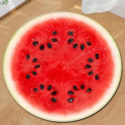 watermelon Освежающий летний круглый ковер фруктовый 3D мягкий коврик для йоги нескользящие коврики Kiwi арбуз напольный коврик для детской комнаты домашний декор - Цвет: watermelon