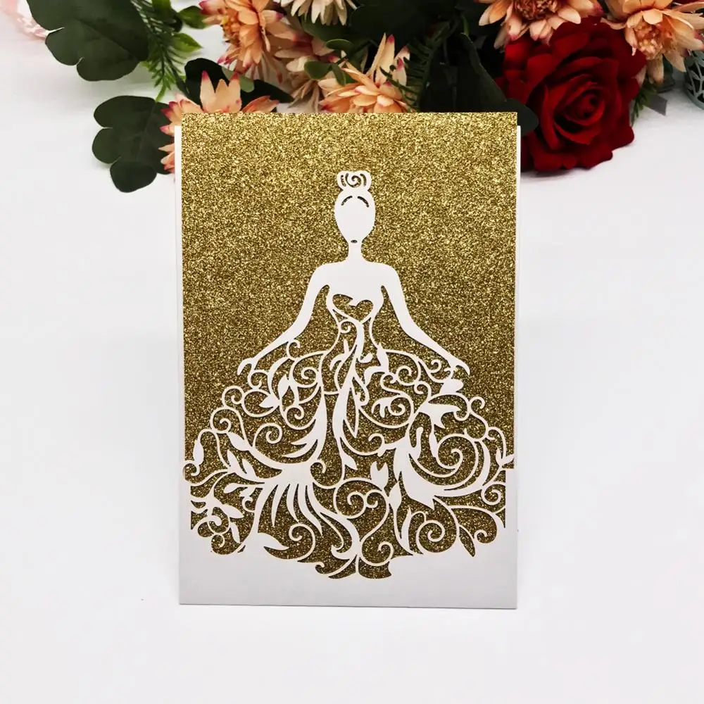

25PCS/LOT Wedding Invitation Card Beautiful Girl Sweet Style Apply To Birthday Bridal Shower Invitation