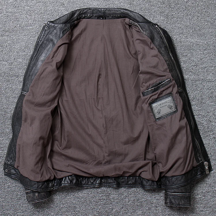 Куртка мужская из натуральной коровьей кожи в винтажном стиле Байкерская