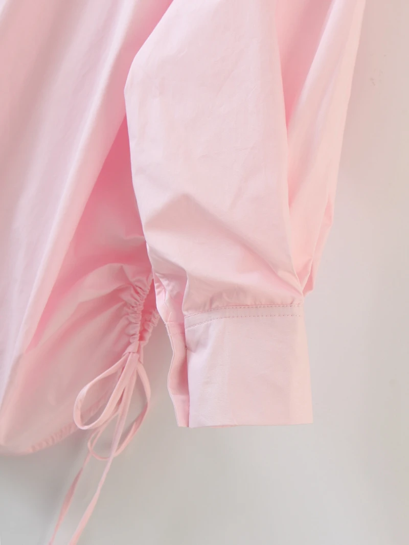 

Plus Size Women Design Cotton Blouse Long Sleeve Turn Down Collar Pleated Long Shirts Casual Ladies Loose Street Tops XZ2534