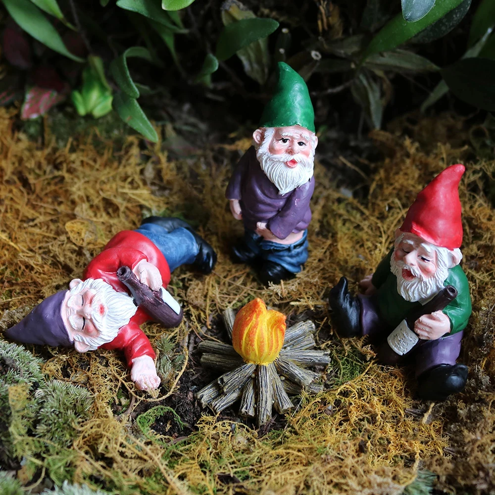 

4pcs Mini My Little Friend Drunk Gnome Dwarfs Funny Resin Statue Cute Diy Bonsai Statue For Desk Outdoor Fairy Garden Sculpture