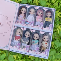 8 pieces set of 16cm girl doll 112 bjd mini 13 joint movable doll exquisite box packaging diy fashion dress up birthday gift