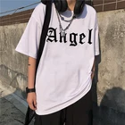 Женская футболка в винтажном стиле Harajuku Angel Футболка с коротким рукавом и изображением кепки, кепки в стиле хип-хоп; Готическая обувь в стиле панк; Большеразмерная футболка Kawaii женские топы