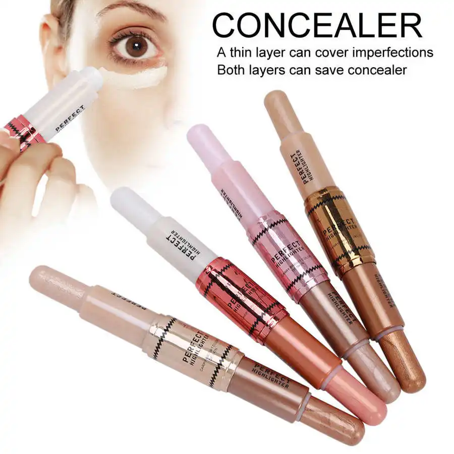 

Liquid Concealer 4pcs Double Head Bronzer Stick Highlighter Face Makeup Concealer Pen Contour Pencil Face Makeup