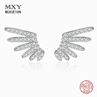 925 sterling silver angel wings stud earrings for women zircon party fine jewelry gifts for girl 2021 trend muxueyan