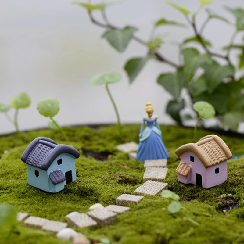 1pcs Cartoon House Fairy Garden Miniatures For Terrariums Resin Bonsai Figurines Ornament Micro Landscape Decoracion Jardin - купить по